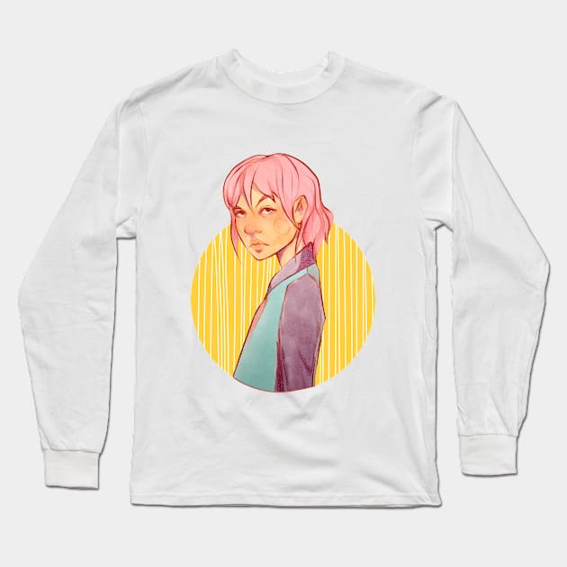 Pastel colors girl illustration Long Sleeve T-Shirt by The F* cake